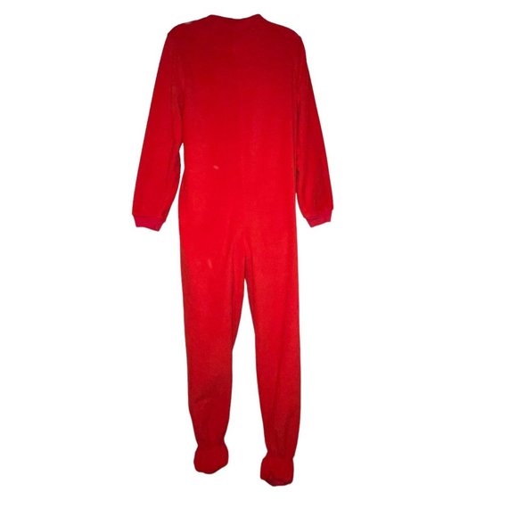 Nick & Nora Red Sock Monkey Pajamas Womens S Footie Unionsuit PJs Costume Solid - Picture 5 of 9